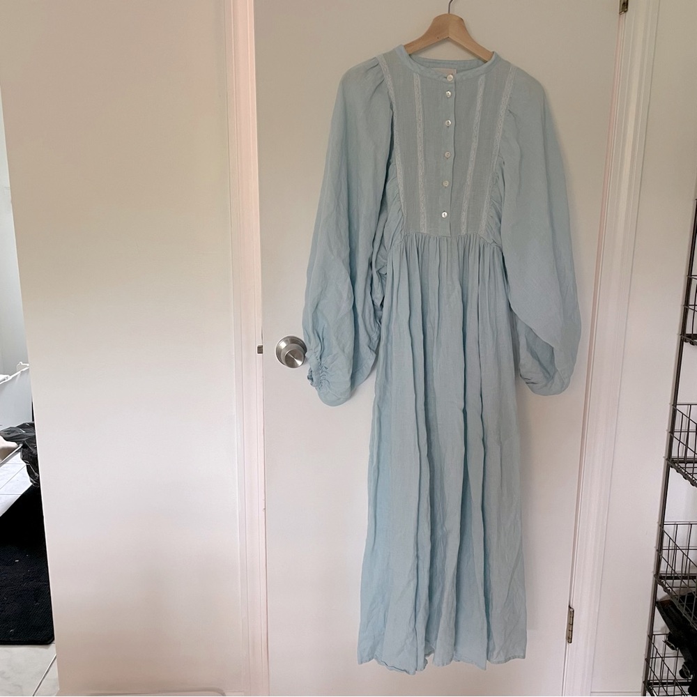 Kinga Csilla Mascali Dress Blue Linen